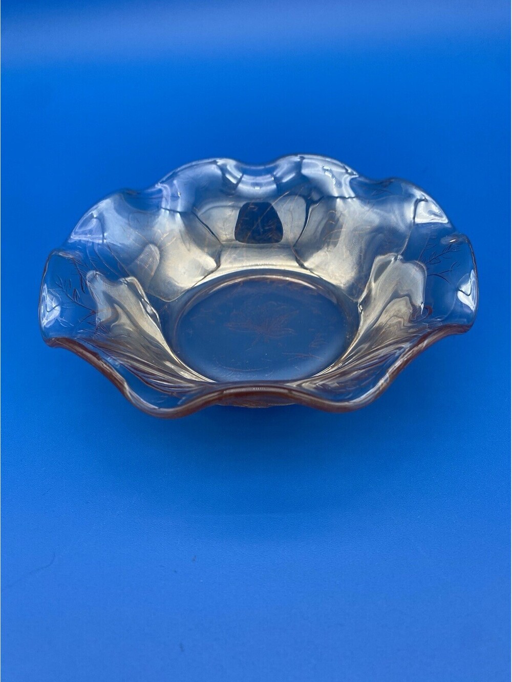 Jeannette Floragold Pattern Marigold Carnival Glass Fruit Bowl - 5.5"